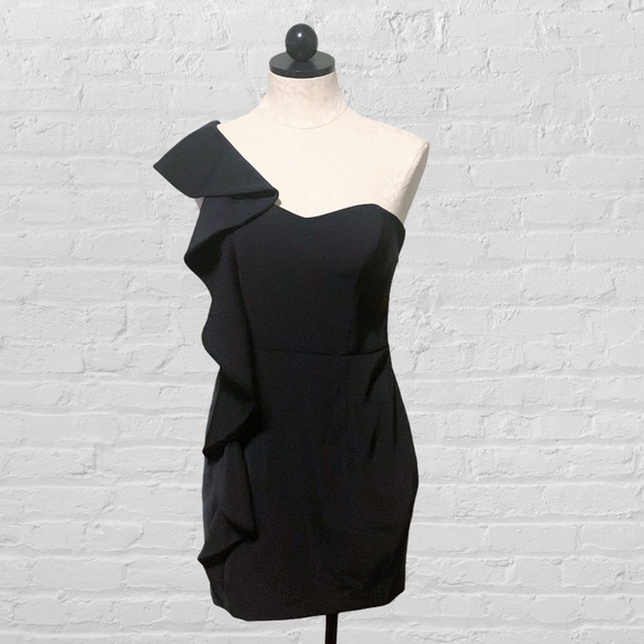 Laundry by Shelli Segal Black One Shoulder Dress 4 - Picture 3 of 10